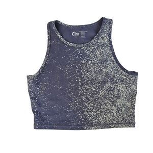 Zyia Reflective Stronger Tank Top Crop Steel Blue & Silver